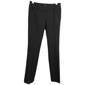 Amanda + Chelsea Pants Womens 0 Black Pinstriped Straight‎ Leg Stretch Mid-Rise